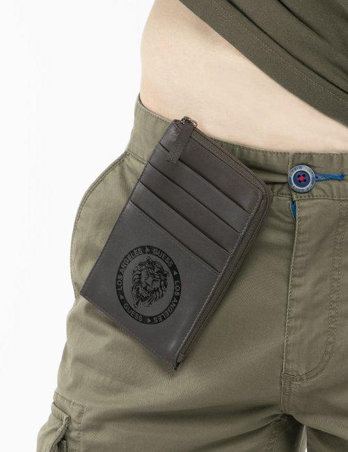  LION HEART Tarjetero de piel carb&oacute;n - Carteras Hombre