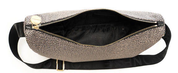 BORBONESO Bolso de hombro LUNA en tejido jet op OP / NATURAL / NEGRO - Bolsos Mujer