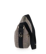 BORBONESE BORBONESO Bolso de hombro LUNA en tejido jet op OP / NATURAL / NEGRO - Bolsos Mujer - 4