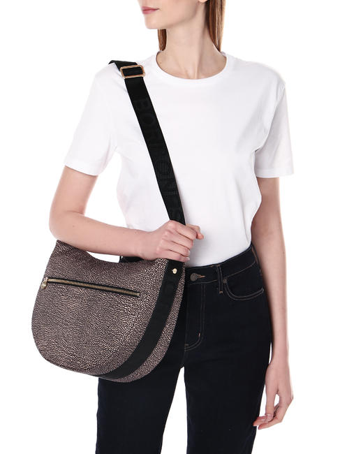 BORBONESO Bolso de hombro LUNA en tejido jet op OP / NATURAL / NEGRO - Bolsos Mujer