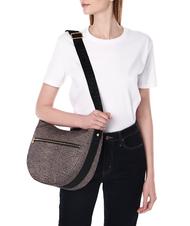 BORBONESE BORBONESO Bolso de hombro LUNA en tejido jet op OP / NATURAL / NEGRO - Bolsos Mujer - 6