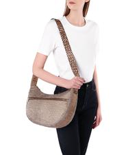 BORBONESE BORBONESO Bolso de hombro LUNA en tejido jet op beiger yegua - Bolsos Mujer - 5