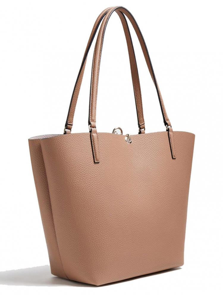 Guess Alby Toggle Tote Bolso Shopper, Reversible, Con Pochette Mocha