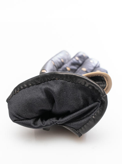 guanto in pelle pois e fiocchetto  negro - Guantes