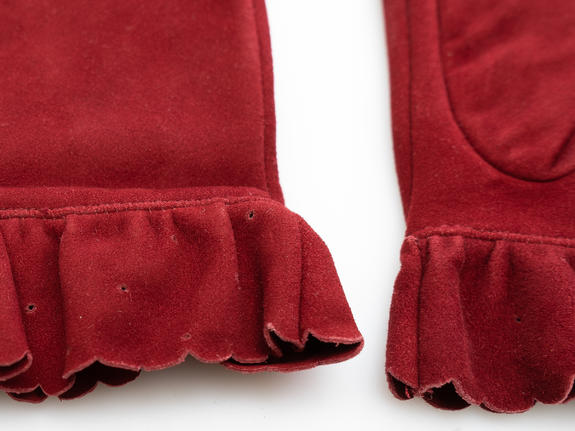 guanto con rouche in suede  Burdeos - Guantes
