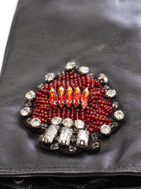 guanto con cuore strass  negro - Guantes