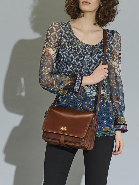 STORY Bolso bandolera de piel BROWN - Bolsos Mujer