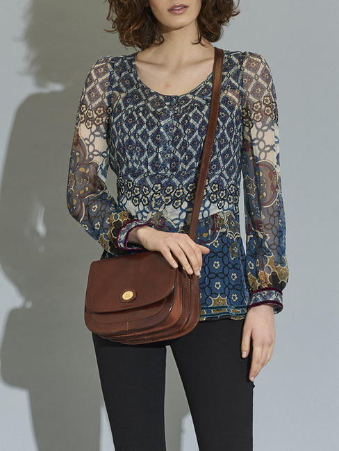 STORY Postina de hombro, en cuero BROWN - Bolsos Mujer