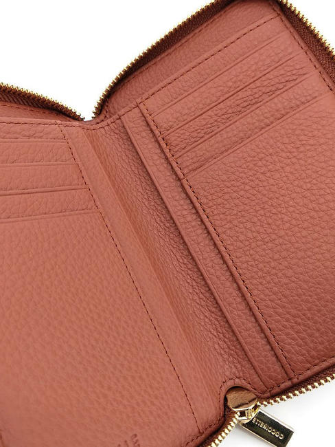 METALLIC SOFT Cartera mediana de piel con cremallera Cinnam - Carteras Mujer
