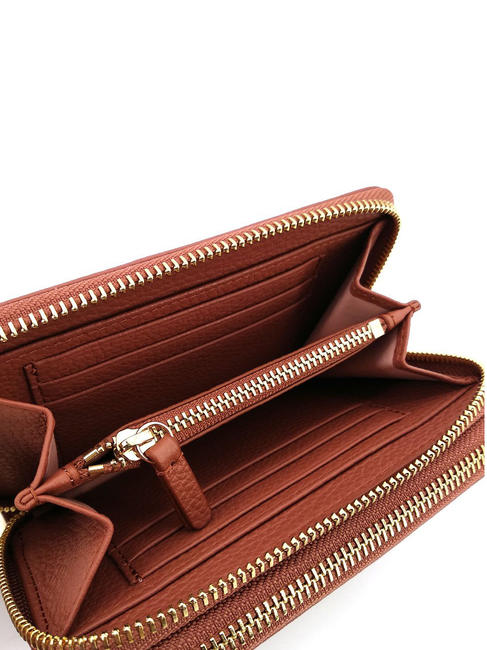 METALLIC SOFT Cartera mediana de piel con cremallera Cinnam - Carteras Mujer