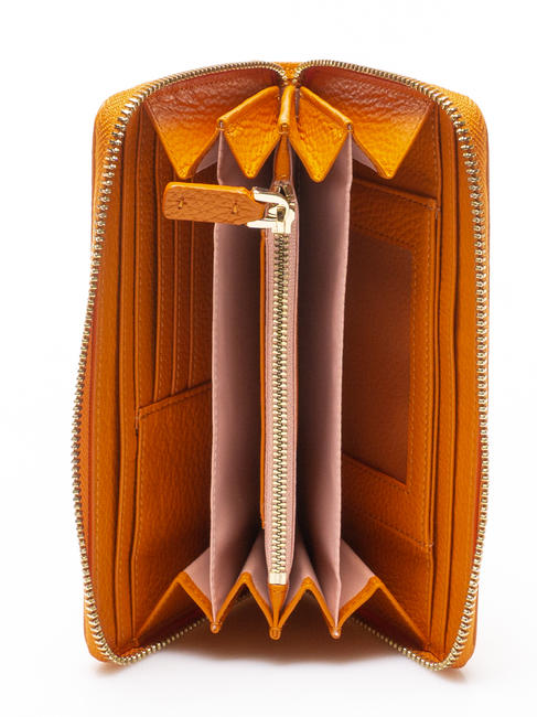 METALLIC SOFT Cartera grande con cremallera alrededor jengibre - Carteras Mujer