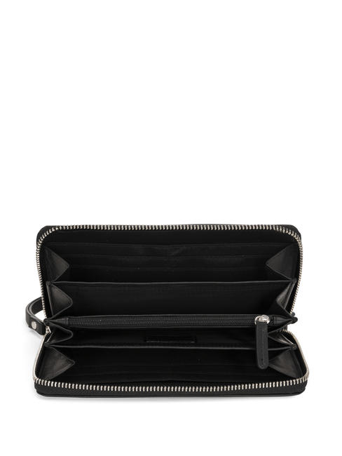 BASIC Cartera grande de piel con cremallera negro - Carteras Mujer