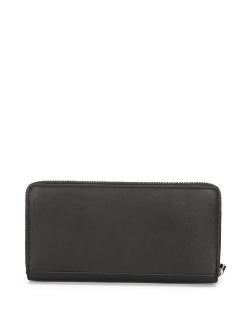 BASIC Cartera grande de piel con cremallera negro - Carteras Mujer