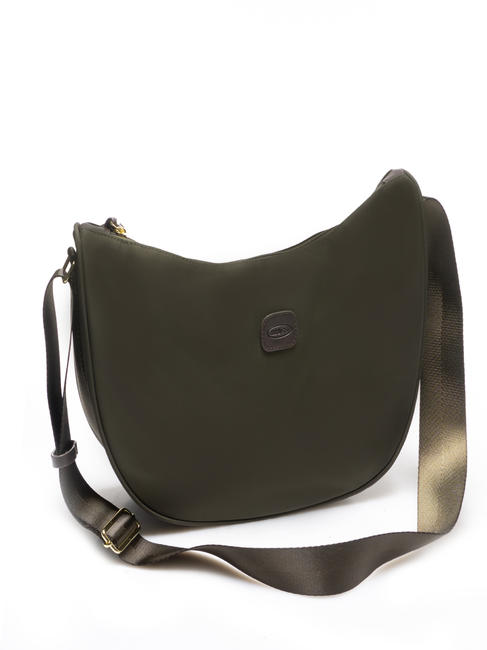 X-COLLECTION Bolso pequeño de media luna oliva / marrón oscuro - Bolsos Mujer