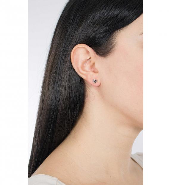 COCCOLE LUXURY Pendientes de plata rosa y circonitas negras Rosa - Pendientes