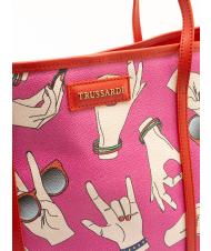 TRUSSARDI Shopping bag maxi con stampa all over  Fucsia - Bolsos Mujer - 3