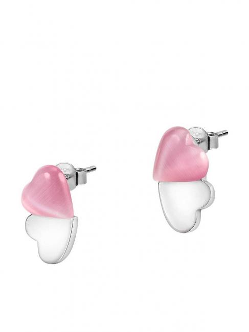 CUORE Pendientes de plata con ojo de gato rosa / blanco - Pendientes