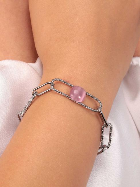 1930 Pulsera de acero con ojo de gato fucsia - Pulseras