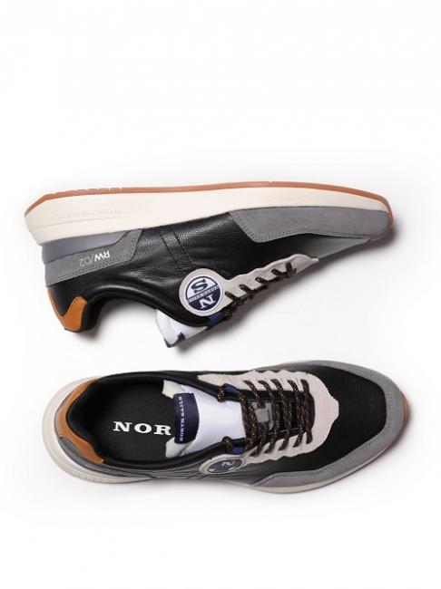 RW-02 Zapatilla de cuero negro / gris - Zapatos Hombre