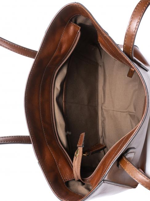 MADDALENA Bolso shopper de hombro, en piel BROWN - Bolsos Mujer