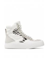 TWINSET Sneaker alta in pelle con inserti zebrati  cebra blanca / peluda - Zapatos Mujer - 2