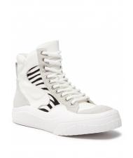 TWINSET Sneaker alta in pelle con inserti zebrati  cebra blanca / peluda - Zapatos Mujer - 3