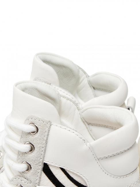 Sneaker alta in pelle con inserti zebrati  cebra blanca / peluda - Zapatos Mujer