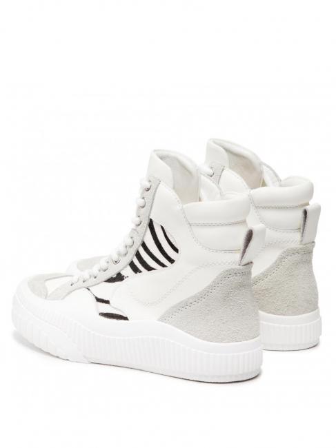 Sneaker alta in pelle con inserti zebrati  cebra blanca / peluda - Zapatos Mujer