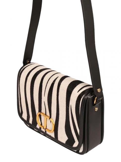 Borsa a tracolla in pelle stampa zebra  nieve cebra peluda / negro - Bolsos Mujer