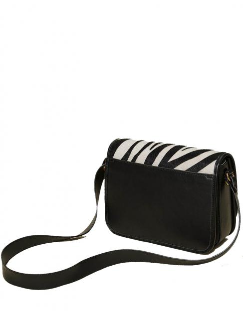Borsa a tracolla in pelle stampa zebra  nieve cebra peluda / negro - Bolsos Mujer