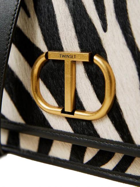 Borsa a tracolla in pelle stampa zebra  nieve cebra peluda / negro - Bolsos Mujer