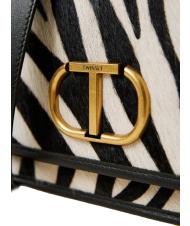 TWINSET Borsa a tracolla in pelle stampa zebra  nieve cebra peluda / negro - Bolsos Mujer - 4