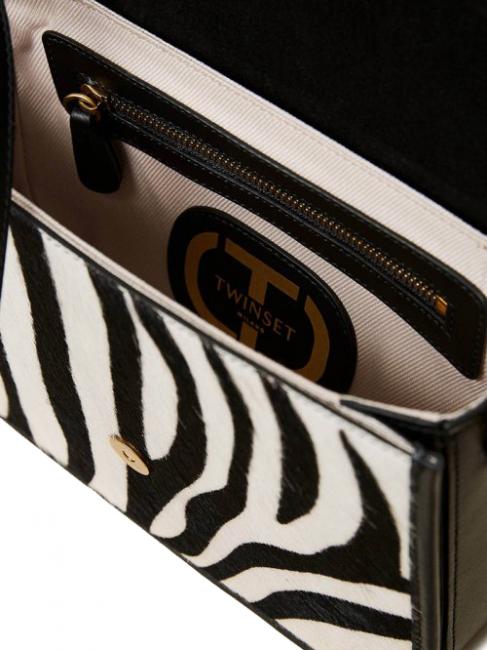 Borsa a tracolla in pelle stampa zebra  nieve cebra peluda / negro - Bolsos Mujer