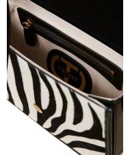 TWINSET Borsa a tracolla in pelle stampa zebra  nieve cebra peluda / negro - Bolsos Mujer - 5