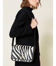 TWINSET Borsa a tracolla in pelle stampa zebra  nieve cebra peluda / negro - Bolsos Mujer - 6