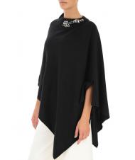 TWINSET Poncho in maglia con ricamo castoni su scollo   negro - Bufandas - 4