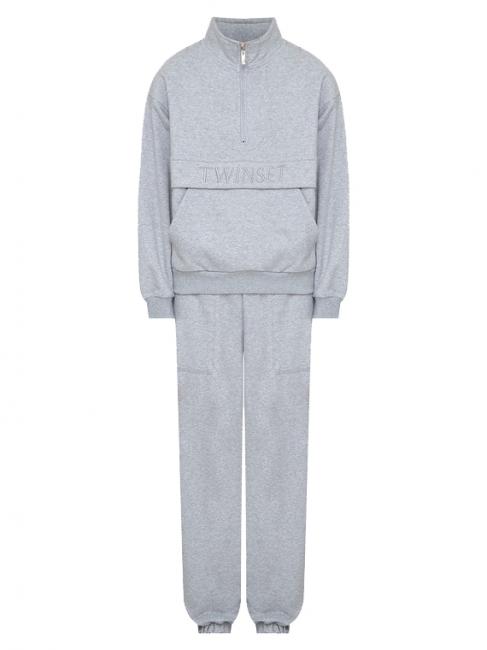 U&B  Sudadera completa con bordado y jogging mezcla gris - trajes deportivos para mujeres