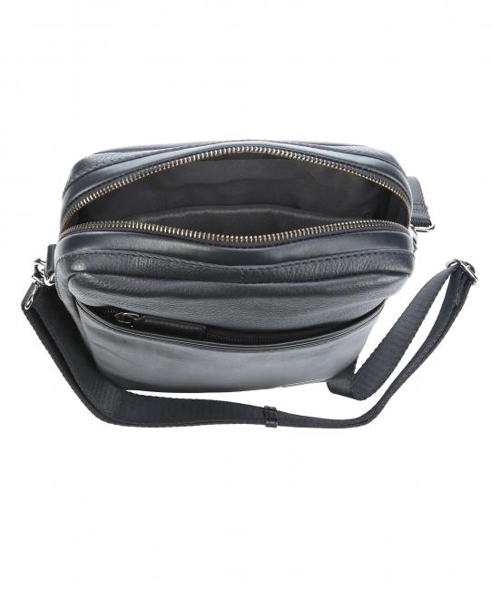 TORINO Bolso bandolera en piel negro - Bandoleras Hombre