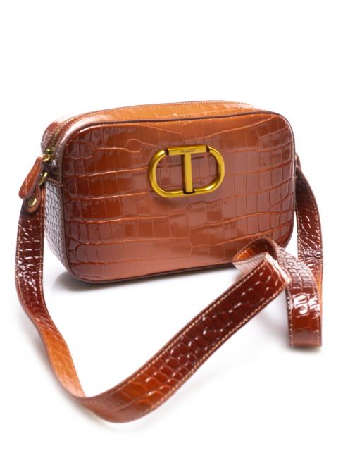 Mini bag a tracolla in pelle stampa coccodrillo  polvo bronceado con sombra de stcocco - Bolsos Mujer