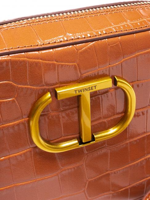 Mini bag a tracolla in pelle stampa coccodrillo  polvo bronceado con sombra de stcocco - Bolsos Mujer