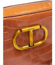 TWINSET Mini bag a tracolla in pelle stampa coccodrillo  polvo bronceado con sombra de stcocco - Bolsos Mujer - 3