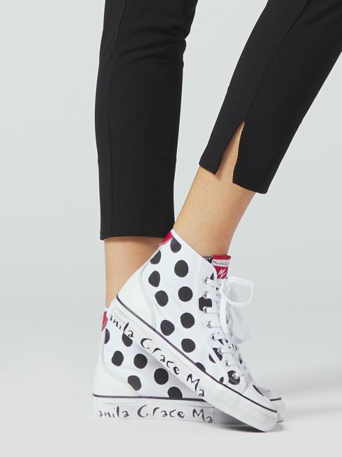 Sneaker high top a pois in canvas  blanco negro - Zapatos Mujer