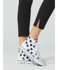 MANILA GRACE Sneaker high top a pois in canvas  blanco negro - Zapatos Mujer - 4