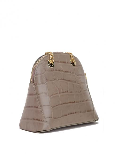 TIC-TAC Bolso bandolera MIni en piel con estampado de cocodrilo topo - Bolsos Mujer