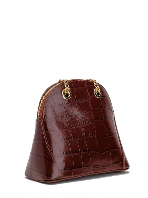 TIC-TAC Bolso bandolera MIni en piel con estampado de cocodrilo rojo oscuro - Bolsos Mujer