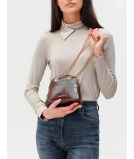 TOSCA BLU TIC-TAC Bolso bandolera MIni en piel con estampado de cocodrilo rojo oscuro - Bolsos Mujer - 3
