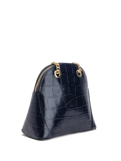 TIC-TAC Bolso bandolera MIni en piel con estampado de cocodrilo azul - Bolsos Mujer