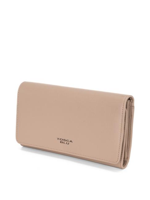 BASIC Cartera grande de piel con solapa barro - Carteras Mujer