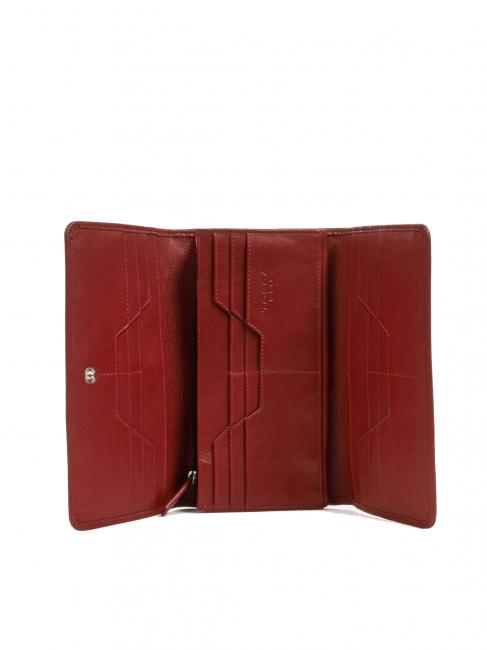 BASIC Cartera grande de piel con solapa rojo oscuro - Carteras Mujer