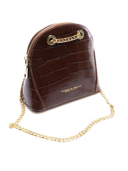 TIC-TAC Bolso bandolera MIni en piel con estampado de cocodrilo BROWN - Bolsos Mujer
